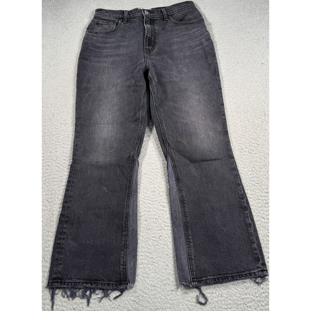 Abercrombie & Fitch Jeans Women's 6 Black Kick Flared Bell Bottom Raw Hem Curvy